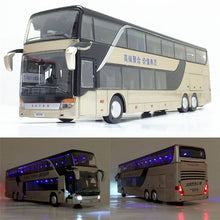 Load image into Gallery viewer, Sale High quality 1:32 alloy pull back bus model,high imitation Double sightseeing bus,flash toy vehicle, free shipping